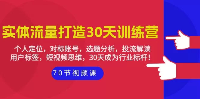 实体-流量打造-30天训练营：个人定位，对标账号，选题分析，投流解读-70节 - 淘客掘金网-淘客掘金网