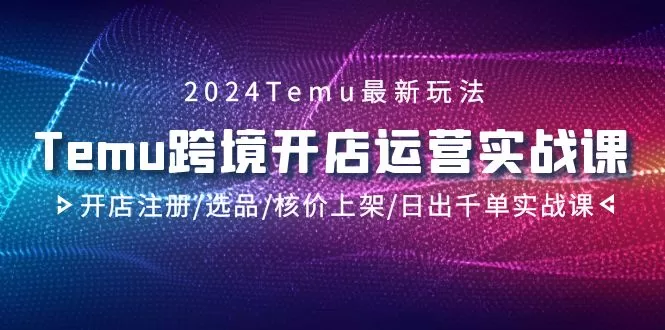 2024Temu跨境开店运营实战课，开店注册/选品/核价上架/日出千单实战课 - 淘客掘金网-淘客掘金网