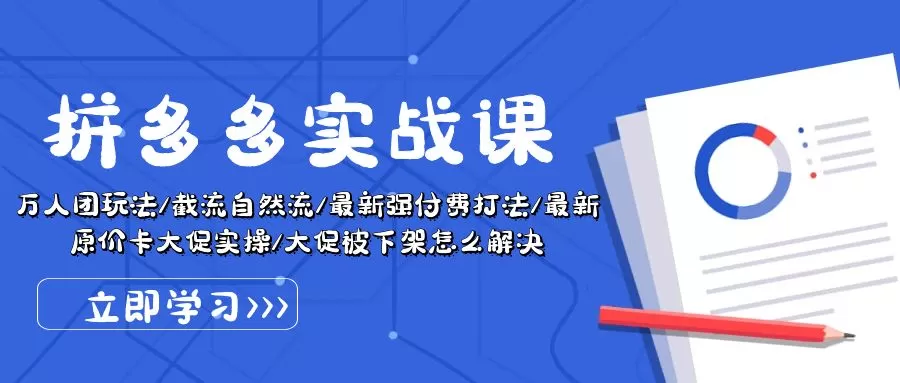 拼多多·实战课：万人团玩法/截流自然流/最新强付费打法/最新原价卡大促.. - 淘客掘金网-淘客掘金网