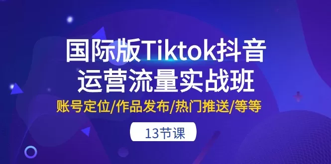 国际版Tiktok抖音运营流量实战班：账号定位/作品发布/热门推送/等等-13节 - 淘客掘金网-淘客掘金网