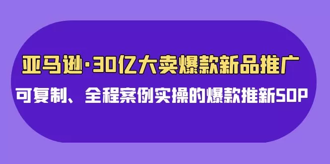 亚马逊30亿·大卖爆款新品推广，可复制、全程案例实操的爆款推新SOP - 淘客掘金网-淘客掘金网