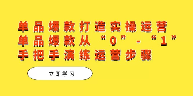 （7488期）单品爆款打造实操运营，单品爆款从“0”-“1”手把手演练运营步骤 - 淘客掘金网-淘客掘金网