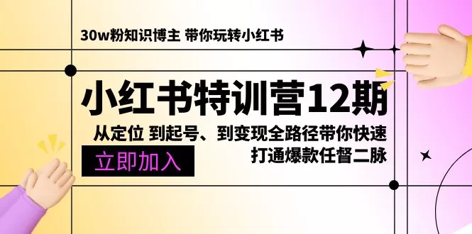 小红书特训营12期：从定位 到起号、到变现全路径带你快速打通爆款任督二脉 - 淘客掘金网-淘客掘金网