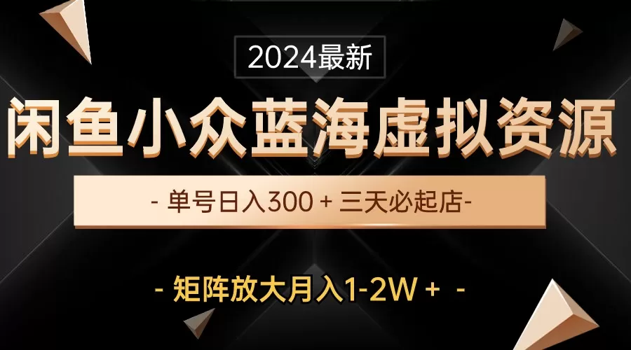 最新闲鱼小众蓝海虚拟资源，单号日入300＋，三天必起店，矩阵放大月入1-2W - 淘客掘金网-淘客掘金网