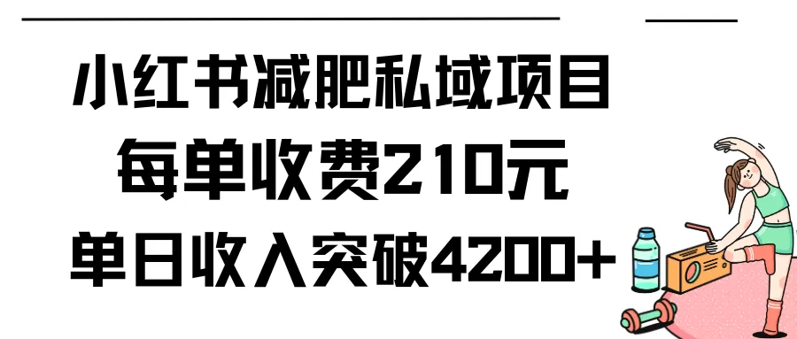 小红书减肥私域项目每单收费210元单日成交20单，最高日入4200+ - 淘客掘金网-淘客掘金网