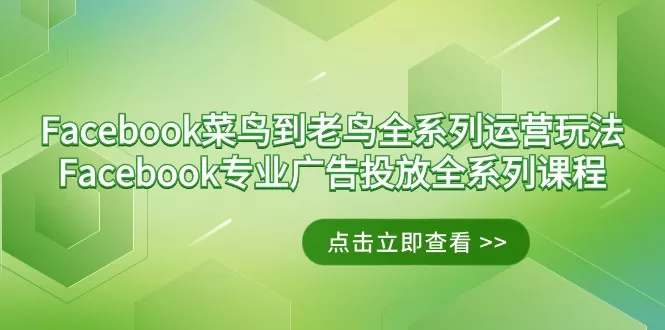 Facebook-菜鸟到老鸟全系列运营玩法+Facebook-专业广告投放全系列课程 - 淘客掘金网-淘客掘金网