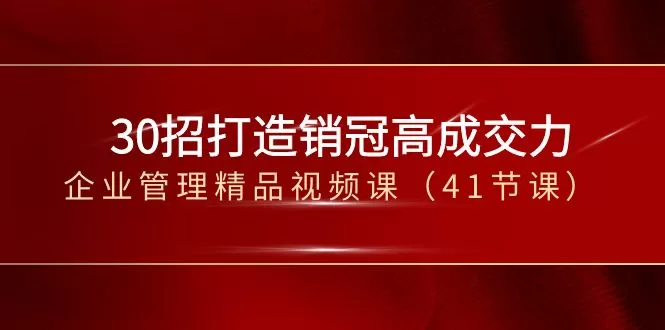 30招-打造销冠高成交力-企业管理精品视频课（41节课） - 淘客掘金网-淘客掘金网