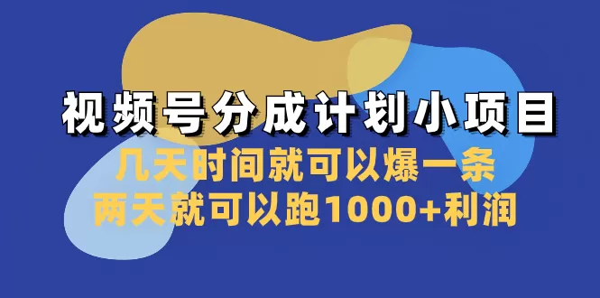 视频号分成计划小项目：几天时间就可以爆一条，两天就可以跑1000+利润 - 淘客掘金网-淘客掘金网