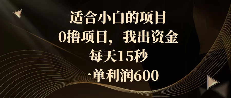 适合小白的项目，0撸项目，我出资金，每天15秒，一单利润600 - 淘客掘金网-淘客掘金网