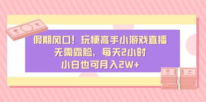 假期风口！玩梗高手小游戏直播，无需露脸，每天2小时，小白也可月入2W+ - 淘客掘金网-淘客掘金网