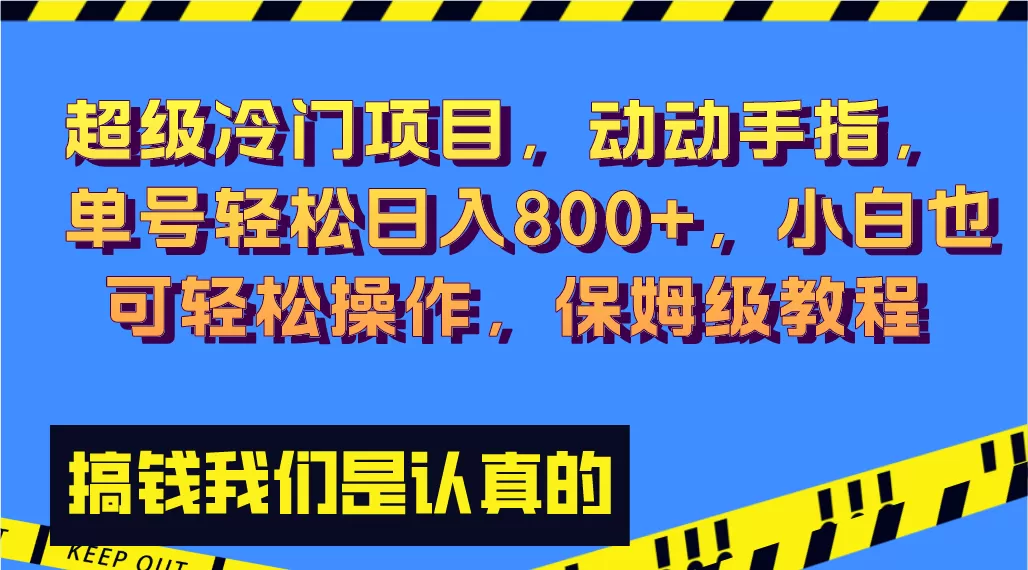 超级冷门项目,动动手指，单号轻松日入800+，小白也可轻松操作，保姆级教程 - 淘客掘金网-淘客掘金网