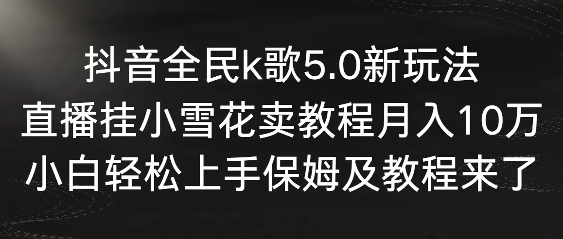 抖音全民k歌5.0新玩法，直播挂小雪花卖教程月入10万，小白轻松上手，保… - 淘客掘金网-淘客掘金网