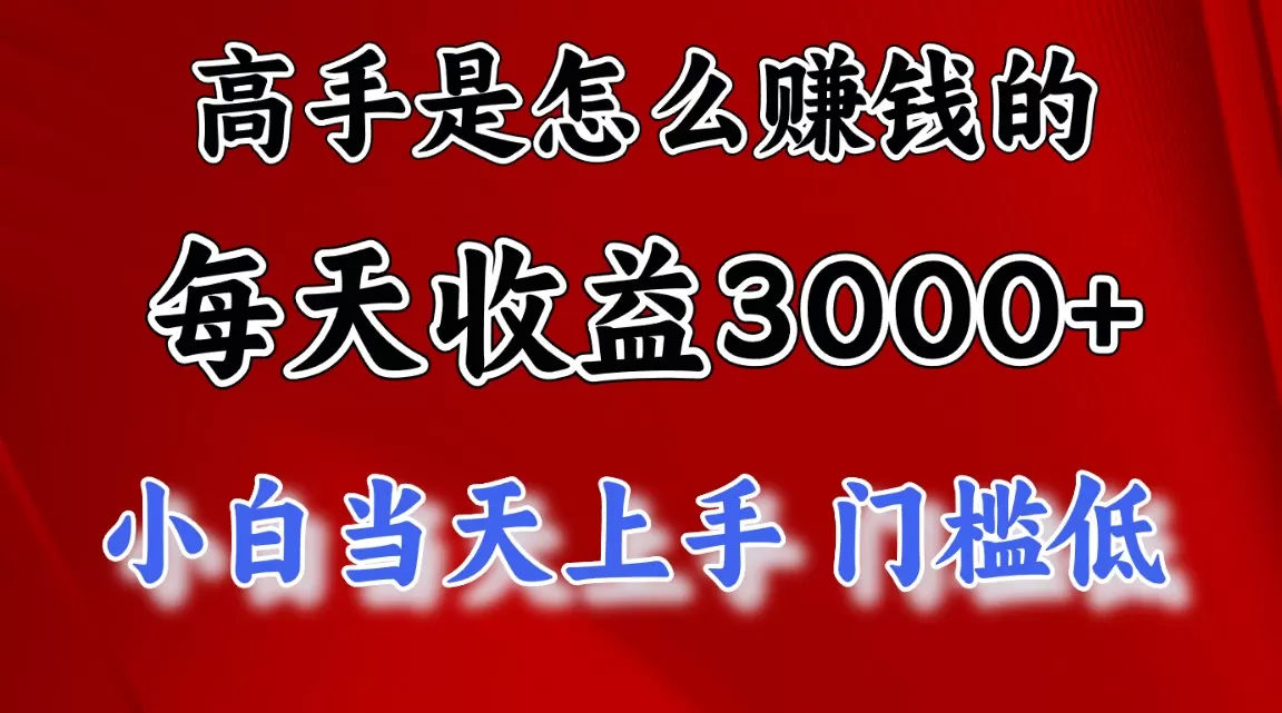 高手是怎么赚钱的，一天收益3000+ 这是穷人逆风翻盘的一个项目，非常稳… - 淘客掘金网-淘客掘金网