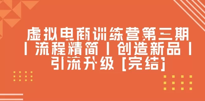 虚拟电商训练营第三期丨流程精简丨创造新品丨引流升级 - 淘客掘金网-淘客掘金网