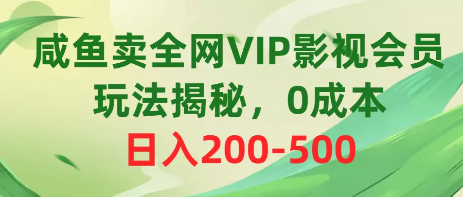 咸鱼卖全网VIP影视会员，玩法揭秘，0成本日入200-500 - 淘客掘金网-淘客掘金网