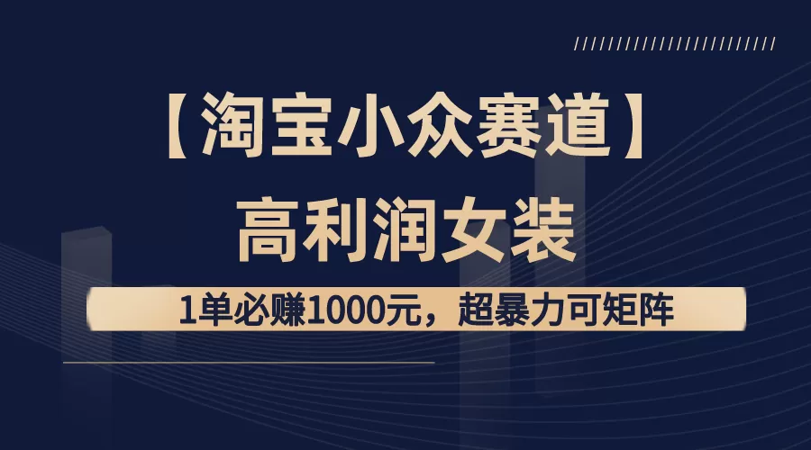 【淘宝小众赛道】高利润女装：1单必赚1000元，超暴力可矩阵 - 淘客掘金网-淘客掘金网