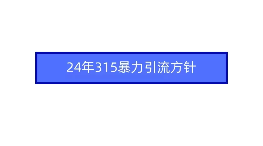 2024年315暴力引流方针 - 淘客掘金网-淘客掘金网