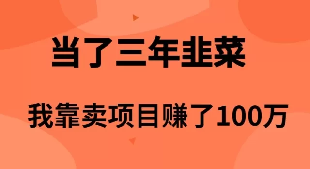 当了3年韭菜，我靠卖项目赚了100万 - 淘客掘金网-淘客掘金网