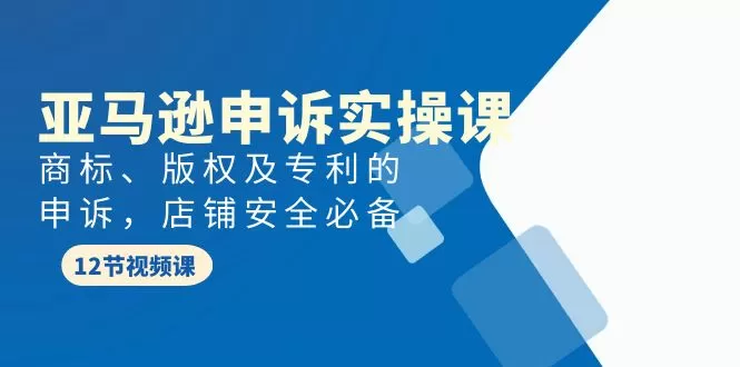 亚马逊-申诉实战课，​商标、版权及专利的申诉，店铺安全必备 - 淘客掘金网-淘客掘金网