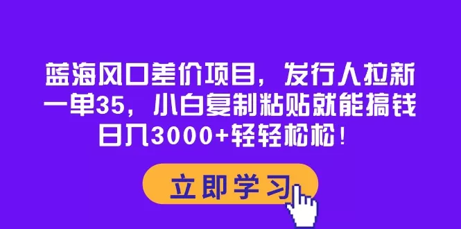 蓝海风口差价项目，发行人拉新，一单35，小白复制粘贴就能搞钱！日入30… - 淘客掘金网-淘客掘金网