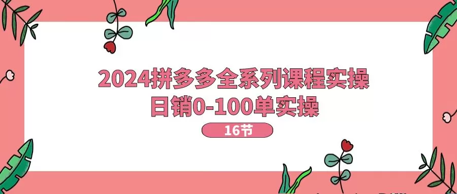 2024拼多多全系列课程实操，日销0-100单实操【16节课】 - 淘客掘金网-淘客掘金网