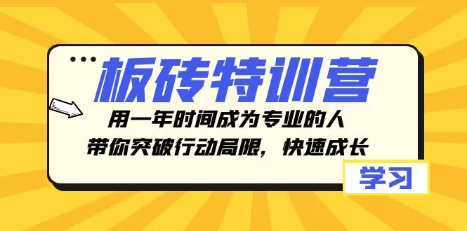 板砖特训营，用一年时间成为专业的人，带你突破行动局限，快速成长 - 淘客掘金网-淘客掘金网