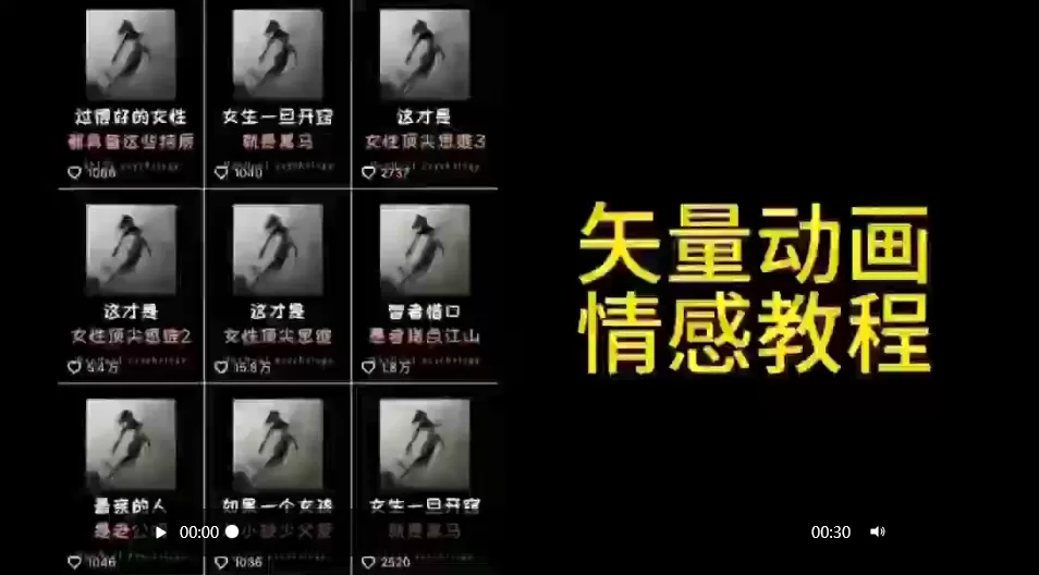 矢量动画情感教程：高点赞涨粉，适合情感、思维、创业教育等赛道 - 淘客掘金网-淘客掘金网