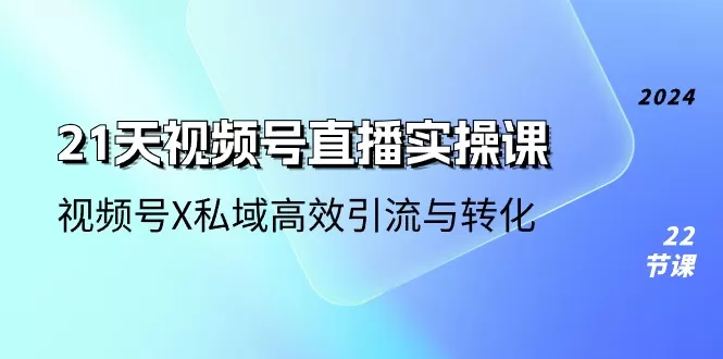 21天-视频号直播实操课，视频号X私域高效引流与转化（22节课） - 淘客掘金网-淘客掘金网