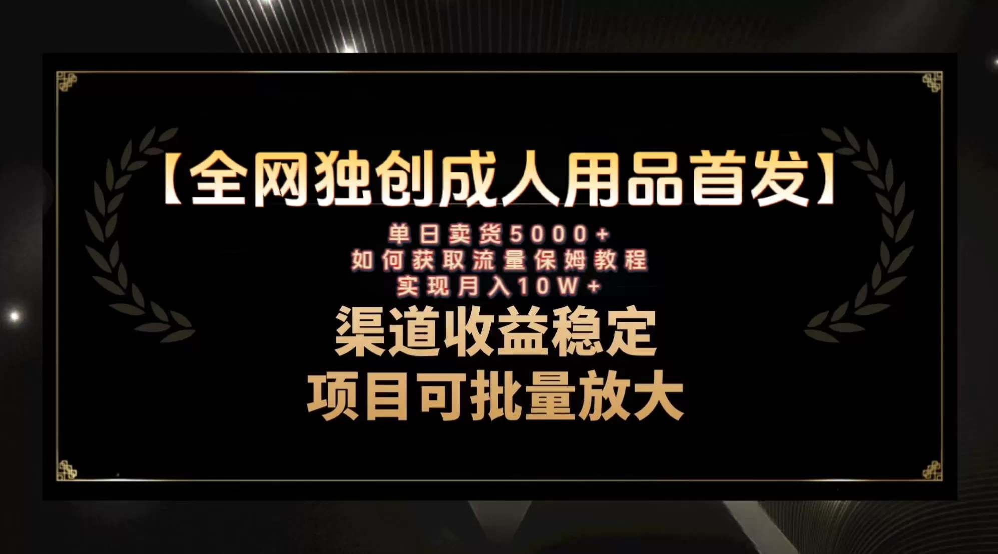 最新全网独创首发，成人用品赛道引流获客，月入10w保姆级教程 - 淘客掘金网-淘客掘金网