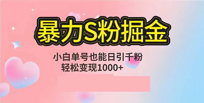 单人单机日引千粉，变现1000+，S粉流量掘金计划攻略 - 淘客掘金网-淘客掘金网