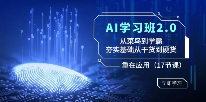 AI学习班2.0：从菜鸟到学霸，夯实基础从干货到硬货，重在应用（17节课） - 淘客掘金网-淘客掘金网