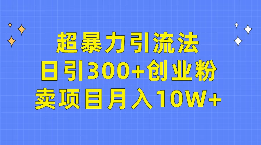 超暴力引流法，日引300+创业粉，卖项目月入10W+ - 淘客掘金网-淘客掘金网