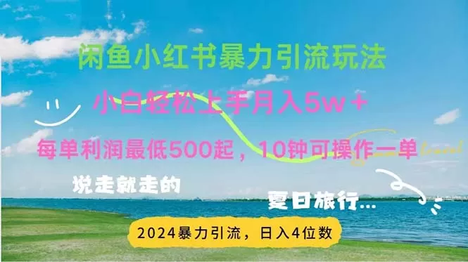 2024暑假赚钱项目小红书咸鱼暴力引流，简单无脑操作，每单利润500+，… - 淘客掘金网-淘客掘金网