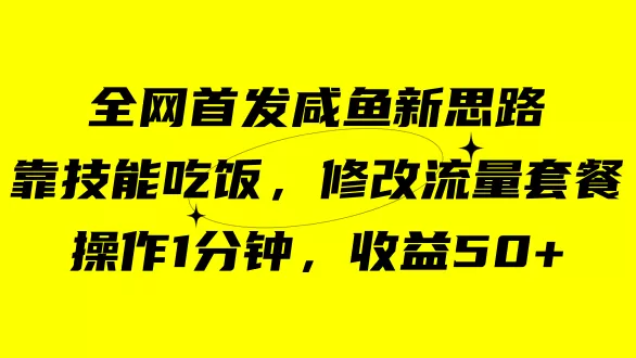 （7508期）咸鱼冷门新玩法，靠“技能吃饭”，修改流量套餐，操作1分钟，收益50+ - 淘客掘金网-淘客掘金网