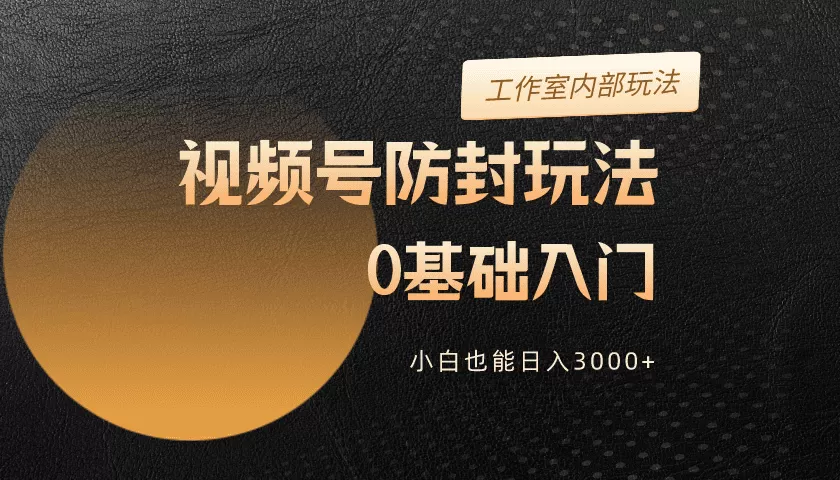 2024视频号升级防封玩法，零基础入门，小白也能日入3000+ - 淘客掘金网-淘客掘金网