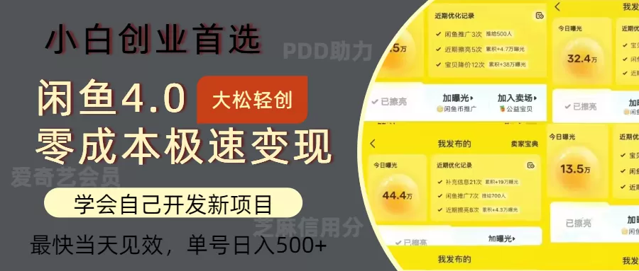 闲鱼0成本极速变现项目，多种变现方式 单号日入500+最新玩法 - 淘客掘金网-淘客掘金网