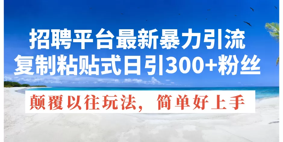 招聘平台最新暴力引流，复制粘贴式日引300+粉丝，颠覆以往垃圾玩法，简… - 淘客掘金网-淘客掘金网