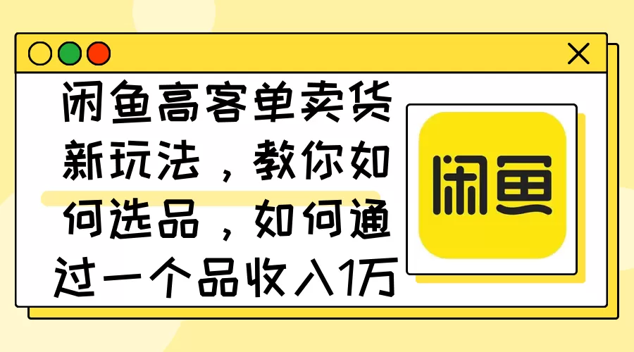 闲鱼高客单卖货新玩法，教你如何选品，如何通过一个品收入1万+ - 淘客掘金网-淘客掘金网