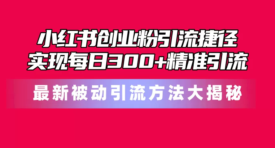 小红书创业粉引流捷径！最新被动引流方法大揭秘，实现每日300+精准引流 - 淘客掘金网-淘客掘金网