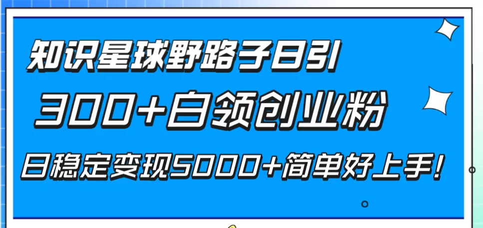 知识星球野路子日引300+白领创业粉，日稳定变现5000+简单好上手！ - 淘客掘金网-淘客掘金网