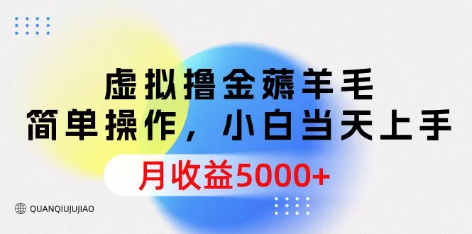 虚拟撸金薅羊毛，简单操作，小白当天上手，月收益5000+ - 淘客掘金网-淘客掘金网