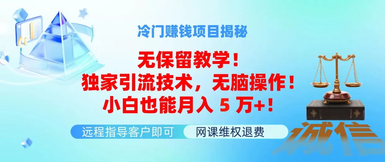 冷门赚钱项目无保留教学！独家引流技术，无脑操作！小白也能月入5万+！ - 淘客掘金网-淘客掘金网