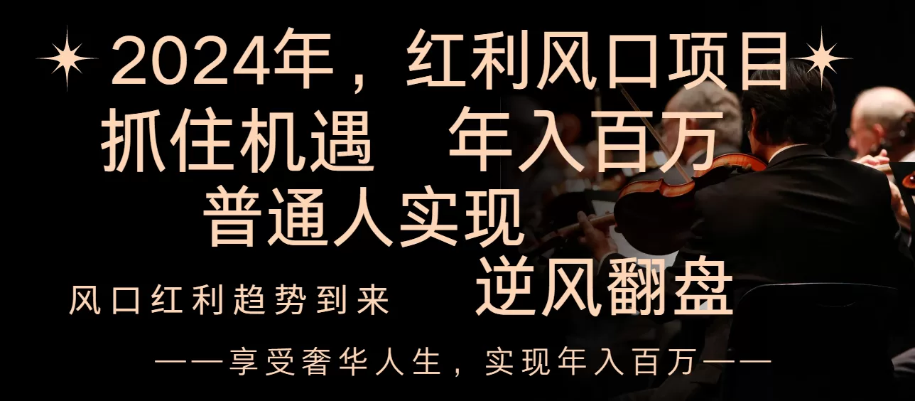 2024红利风口项目来袭，享受第一波红利，逆风翻盘普通人也能实现，年入百万 - 淘客掘金网-淘客掘金网