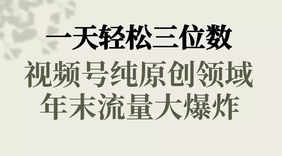 一天轻松三位数，视频号纯原创领域，春节童子送祝福，年末流量大爆炸， - 淘客掘金网-淘客掘金网