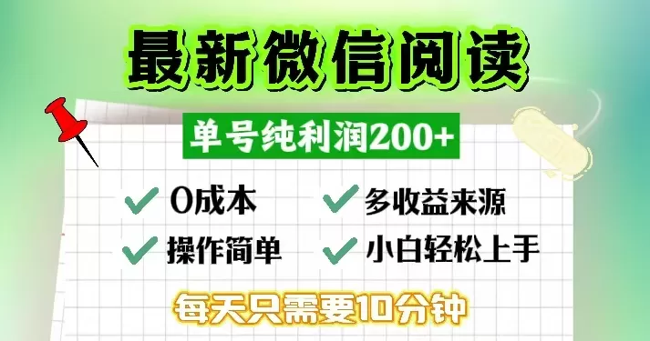 微信阅读最新玩法，每天十分钟，单号一天200+，简单0零成本，当日提现 - 淘客掘金网-淘客掘金网