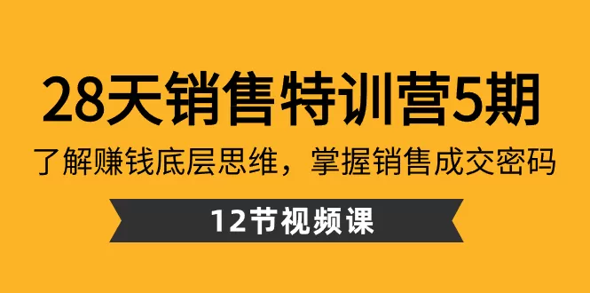 28天·销售特训营5期：了解赚钱底层思维，掌握销售成交密码（12节课） - 淘客掘金网-淘客掘金网