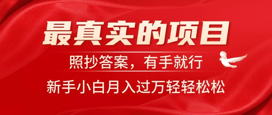 最真实的项目，照抄答案，有手就行，新手小白月入过万轻轻松松 - 淘客掘金网-淘客掘金网