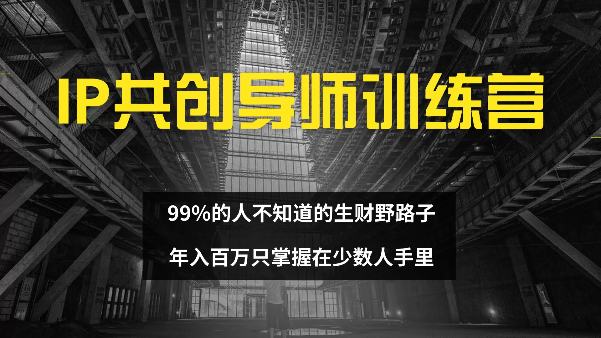 IP共创导师训练营 99%的人不知道的生财野路子 只掌握在少数人手里 - 淘客掘金网-淘客掘金网