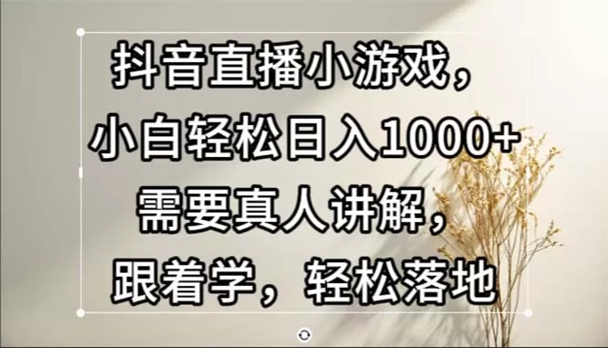 抖音直播小游戏，小白轻松日入1000+需要真人讲解，跟着学，轻松落地 - 淘客掘金网-淘客掘金网