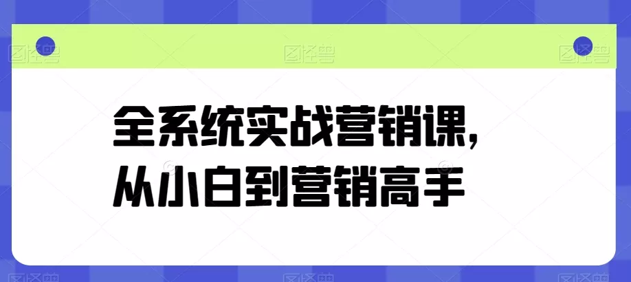 全系统实战营销课，从小白到营销高手 - 淘客掘金网-淘客掘金网